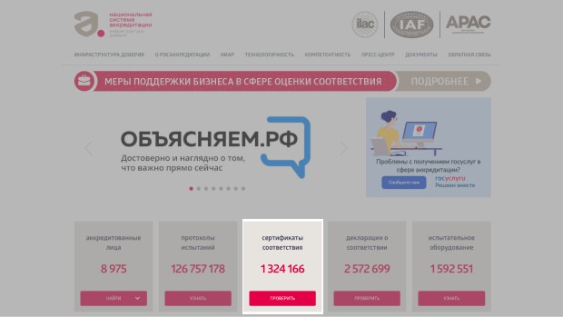 Федеральная служба аккредитации официальный сайт проверить сертификат