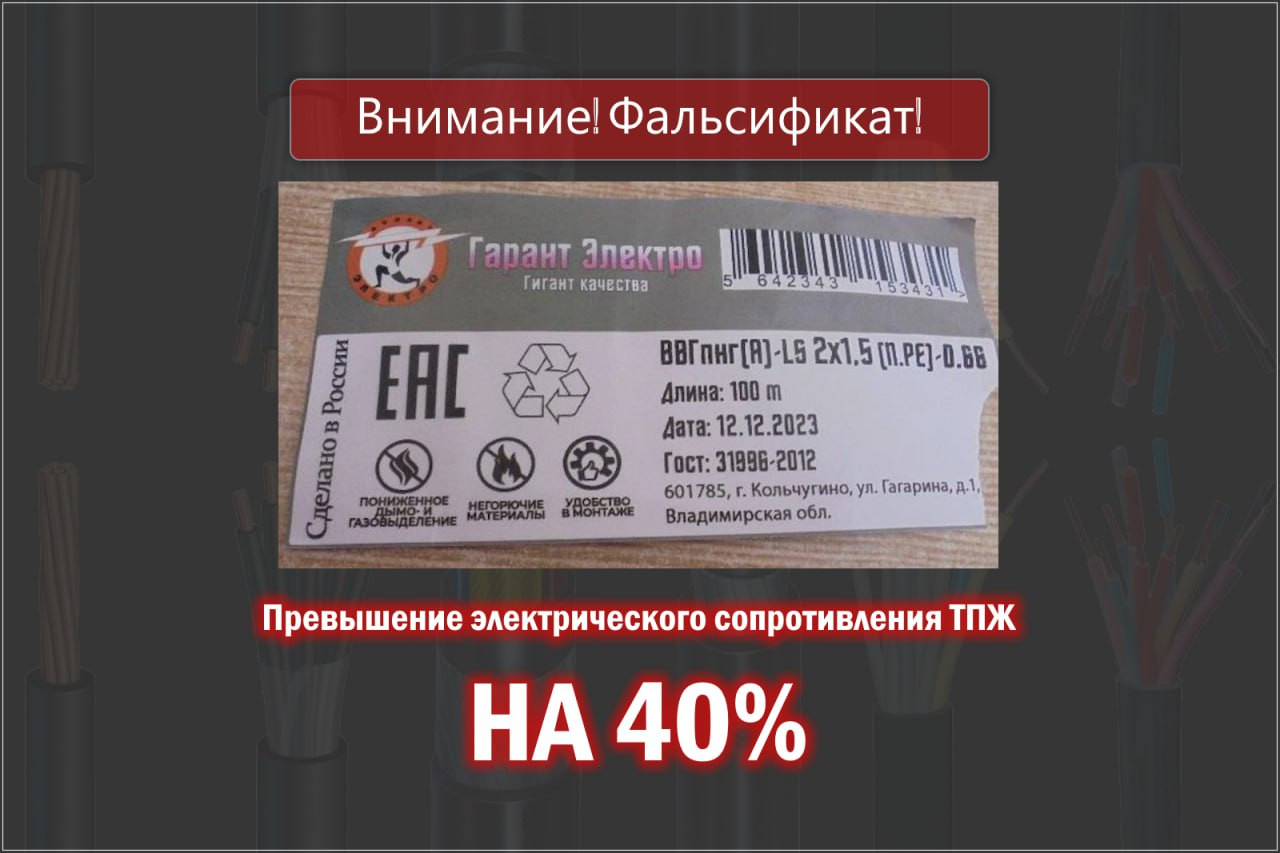 EL-Комитетом НОПСМ получены результаты испытаний кабеля ТМ ГАРАНТ ЭЛЕКТРО